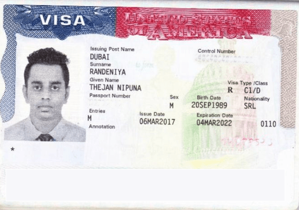 Thejan Nipuna's approved visa